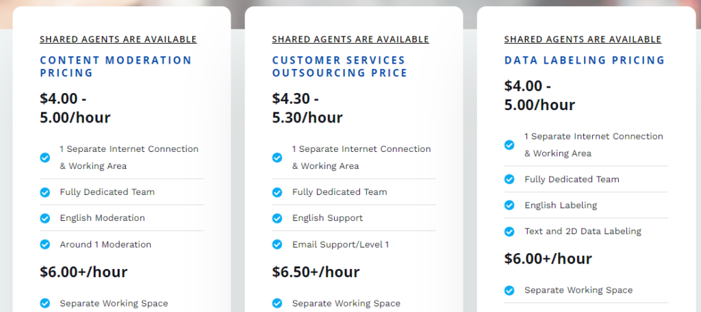 Outsourcing customer service pricing